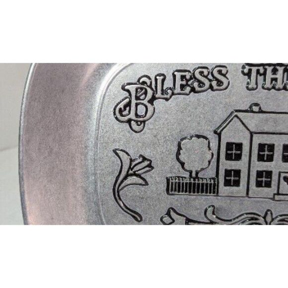 Wilton Armetale 'BLESS THIS HOUSE' Serving Tray/Bread-Pewter Metalware w/Tags - Picture 4 of 11